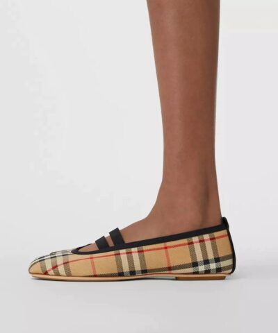 Burberry Logo Detail Vintage Check Cotton Ballerinas 20242084 2