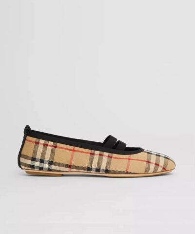 Burberry Logo Detail Vintage Check Cotton Ballerinas-20242089