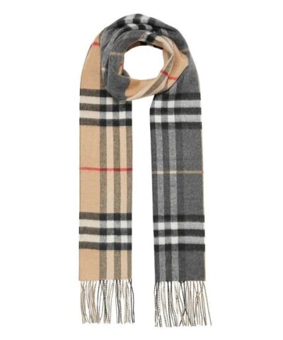 Burberry Long Reversible Check Double Faced Cashmere Scarf 20225636 1