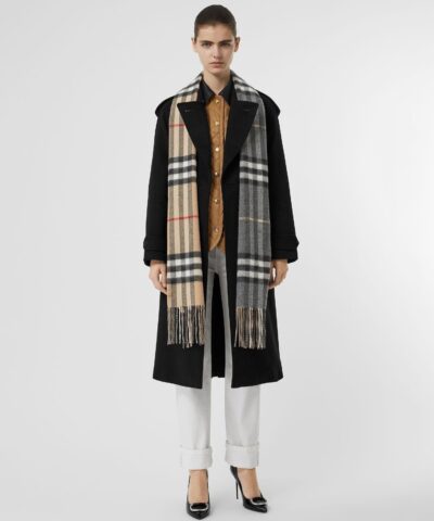 Burberry Long Reversible Check Double Faced Cashmere Scarf 20225636 5