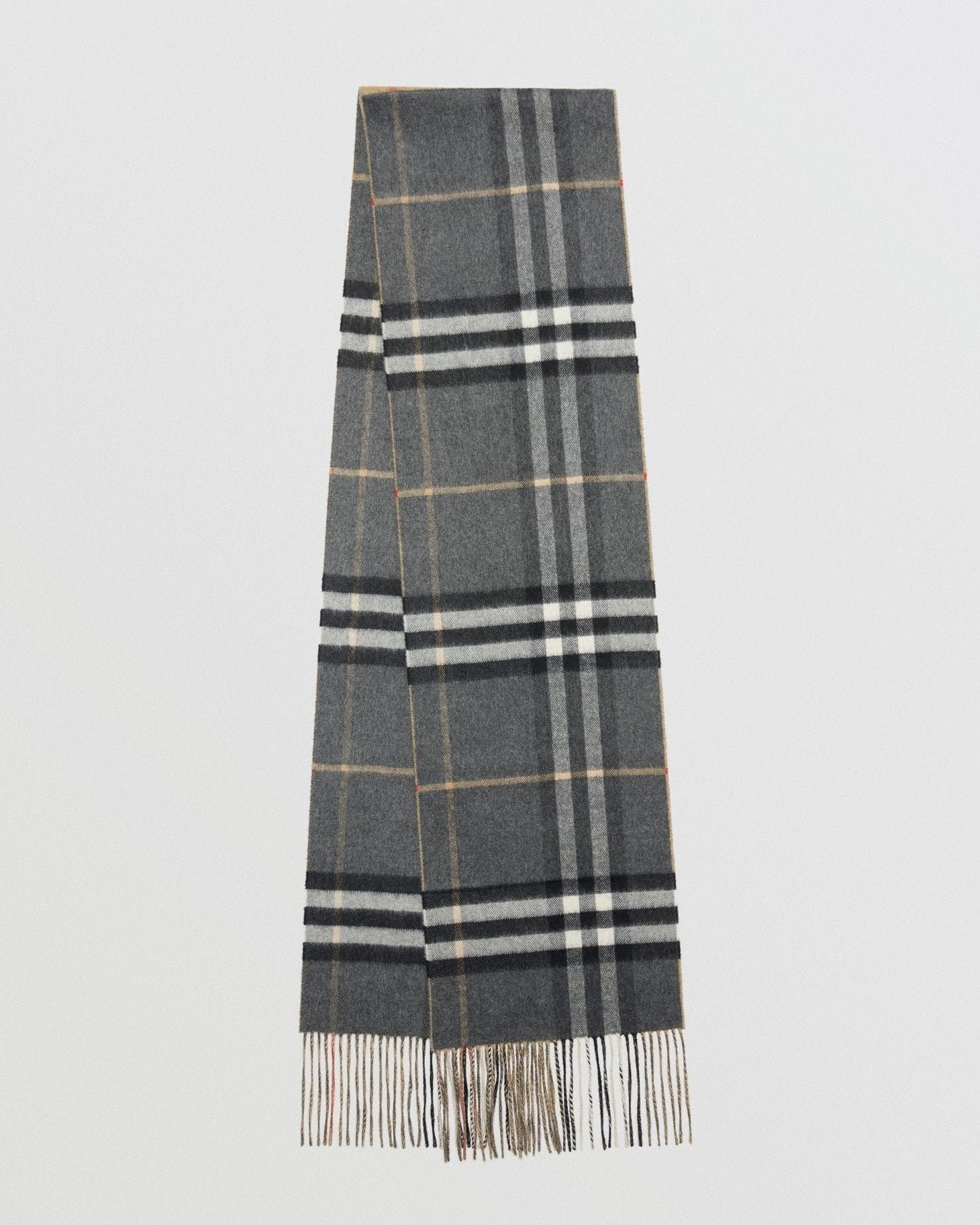 Burberry Long Reversible Check Double-Faced Cashmere Scarf-20225636