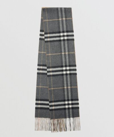 Burberry Long Reversible Check Double-Faced Cashmere Scarf-20225637