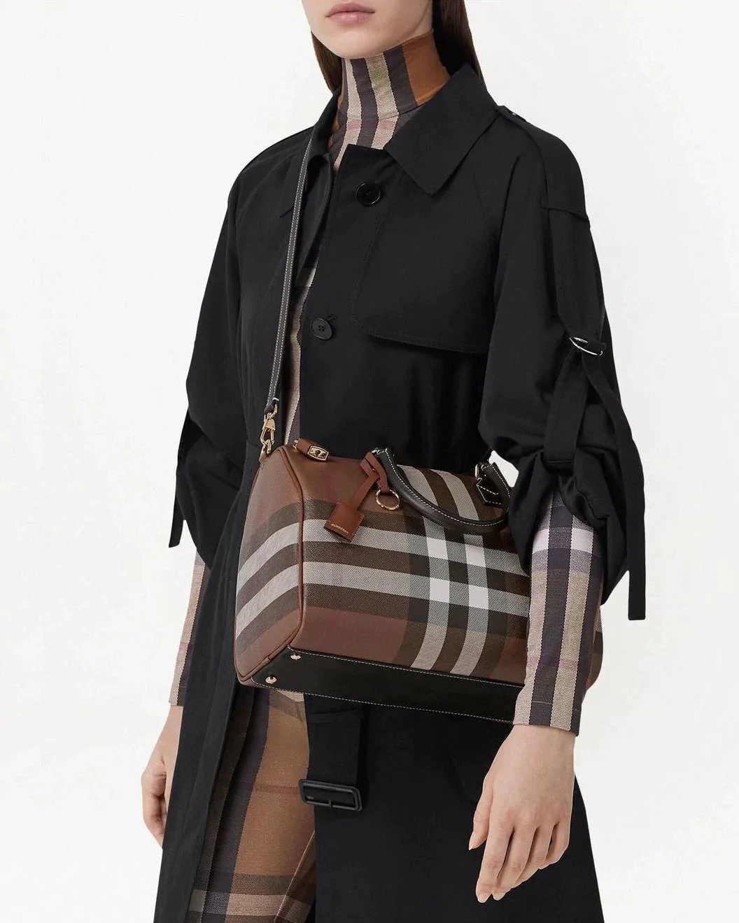Alternative view of Burberry Medium Check E-Canvas Bowling Top-Handle Bag