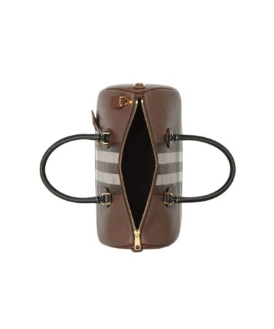 Burberry Medium Check E-Canvas Bowling Top-Handle Bag - Image 4