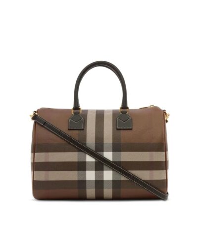 Burberry Medium Check E-Canvas Bowling Top-Handle Bag - Image 5