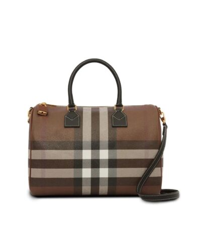 Burberry Medium Check E-Canvas Bowling Top-Handle Bag-20242049