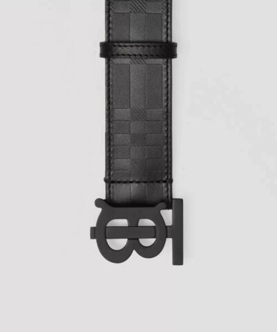 Burberry Mens Monogram Motif Embossed Check Leather Belt 20236474 1
