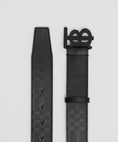 Burberry Mens Monogram Motif Embossed Check Leather Belt 20236474 4