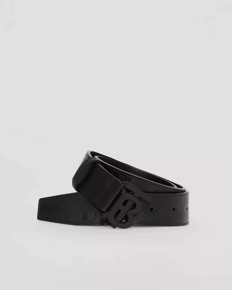 Burberry Men's Monogram Motif Embossed Check Leather Belt-20236474