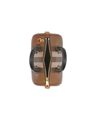 Burberry Mini Check E-Canvas Bowling Top-Handle Bag - Image 3