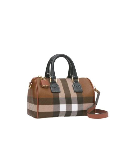 Burberry Mini Check E-Canvas Bowling Top-Handle Bag - Image 4