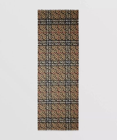 Burberry Monogram Print Lightweight Check Wool Silk Scarf 20248230 5