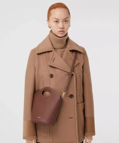 Burberry Small Tan Leather Pocket Bucket Bag 20246420 1