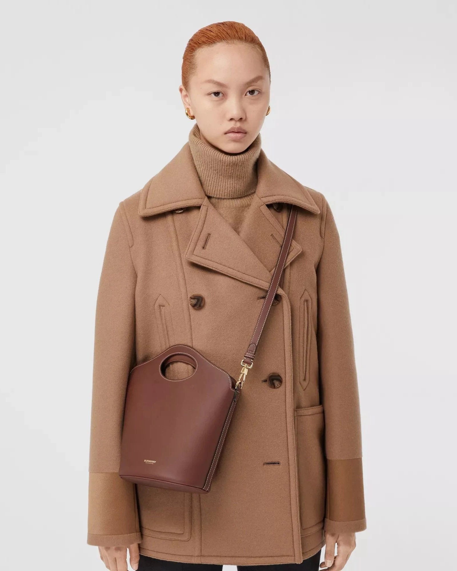 Alternative view of Burberry Small Tan Leather Pocket Bucket Bag