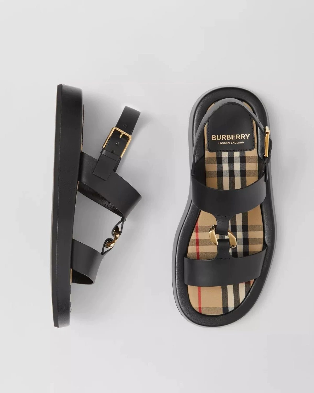 Alternative view of Burberry Women's Chain-link Detail Leather Sandals