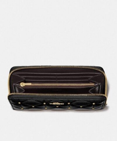 Coach F15763 Accordion Zip Wallet With Quilted Calf Leather Black 20223808 1