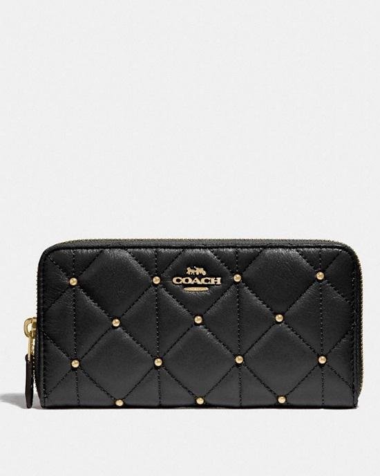 Coach F15763 Accordion Zip Wallet With Quilted Calf Leather Black-20223808