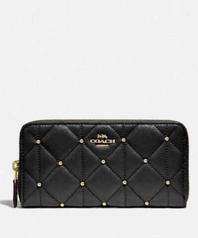 Coach F15763 Accordion Zip Wallet With Quilted Calf Leather Black-20223809