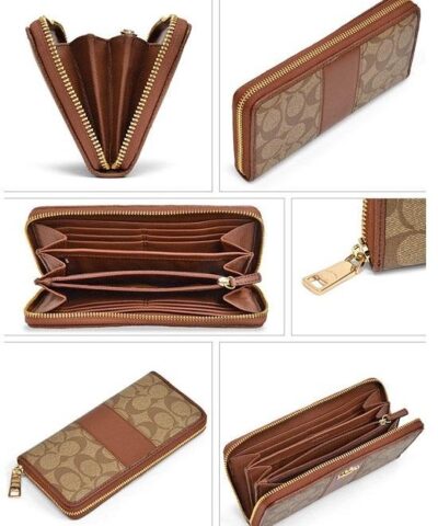 Coach F54630 Signature PVC leather accordion zip around wallet long wallet 20223797 1