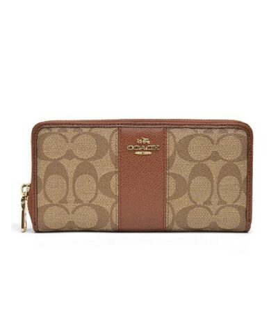 Coach F54630 Signature PVC leather accordion zip around wallet long wallet-20223797
