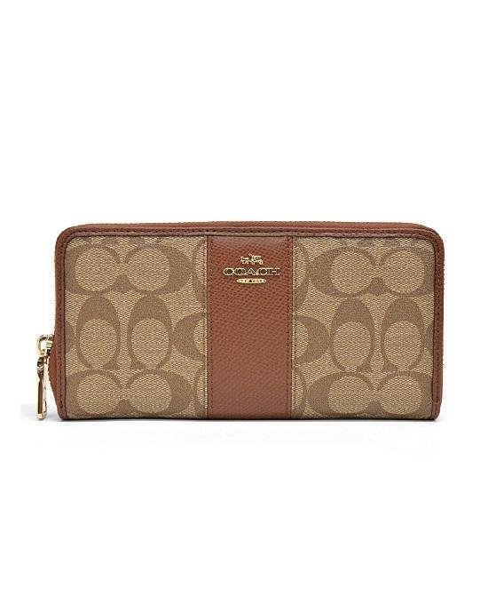 Coach F54630 Signature PVC leather accordion zip around wallet long wallet-20223797