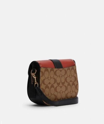 Coach Georgie Saddle Bag In Colorblock Signature Canvas With Rivets 20253382 1