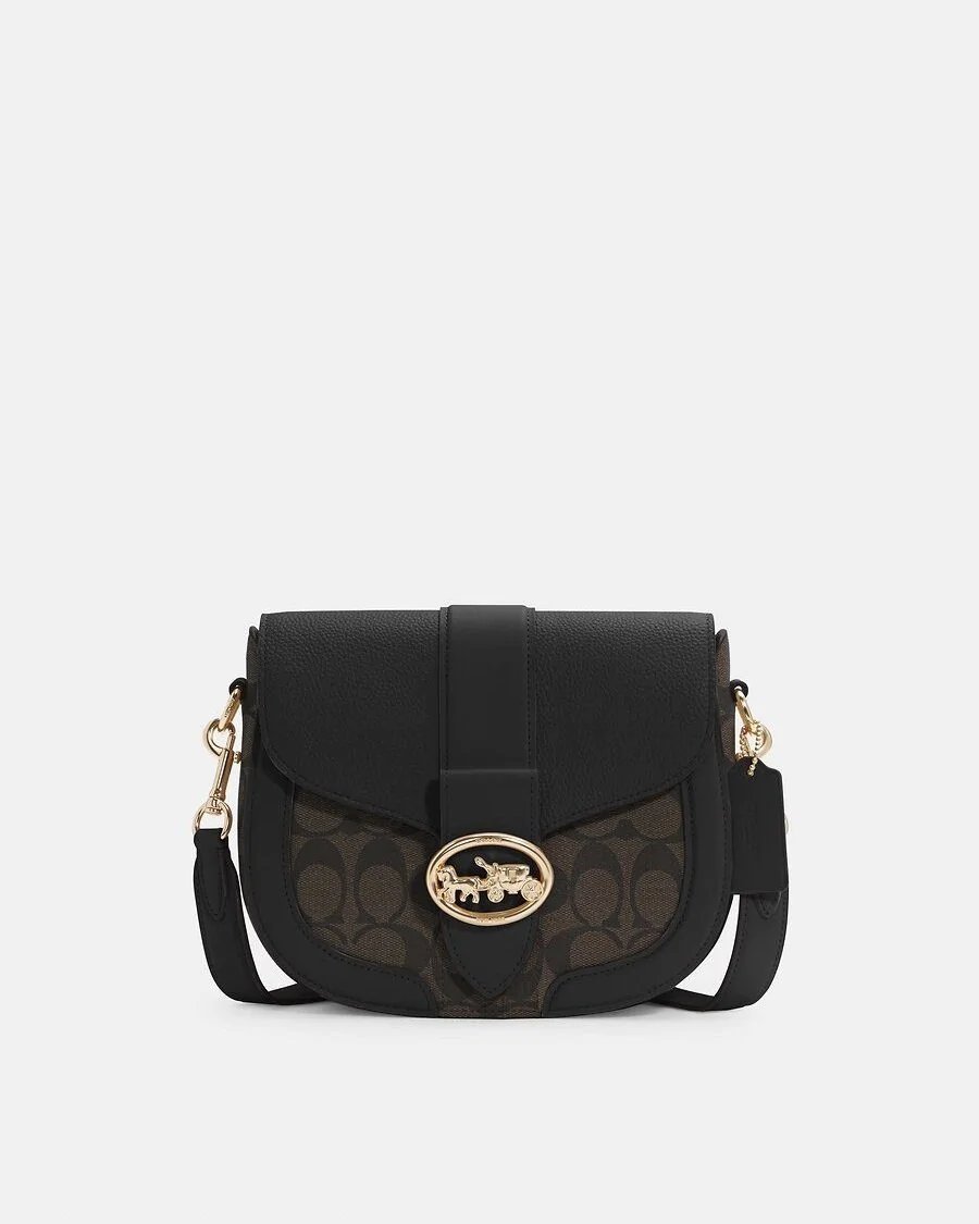 Coach Georgie Saddle Bag In Signature Canvas-20253376