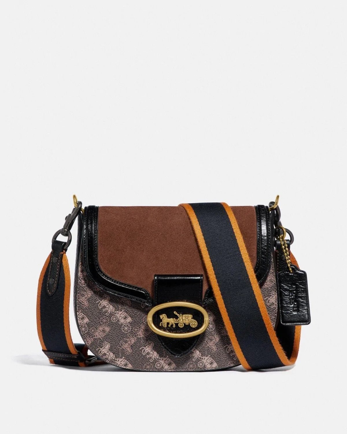 Coach Kat Saddle Bag 20 With Horse And Carriage Print-20232808