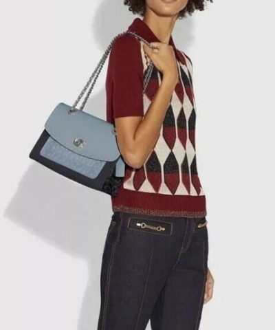 Coach Parker Shoulder Bag In Signature Leather With Rivets 20224154 4