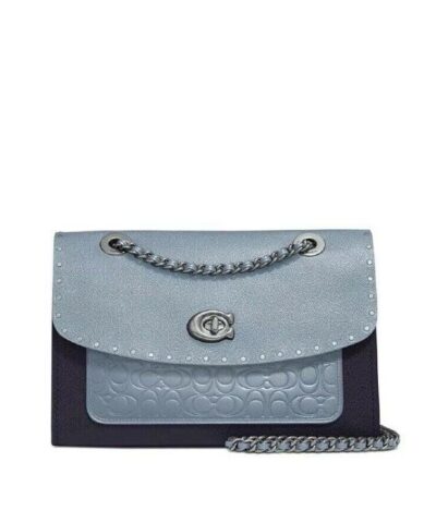 Coach Parker Shoulder Bag In Signature Leather With Rivets-20224154