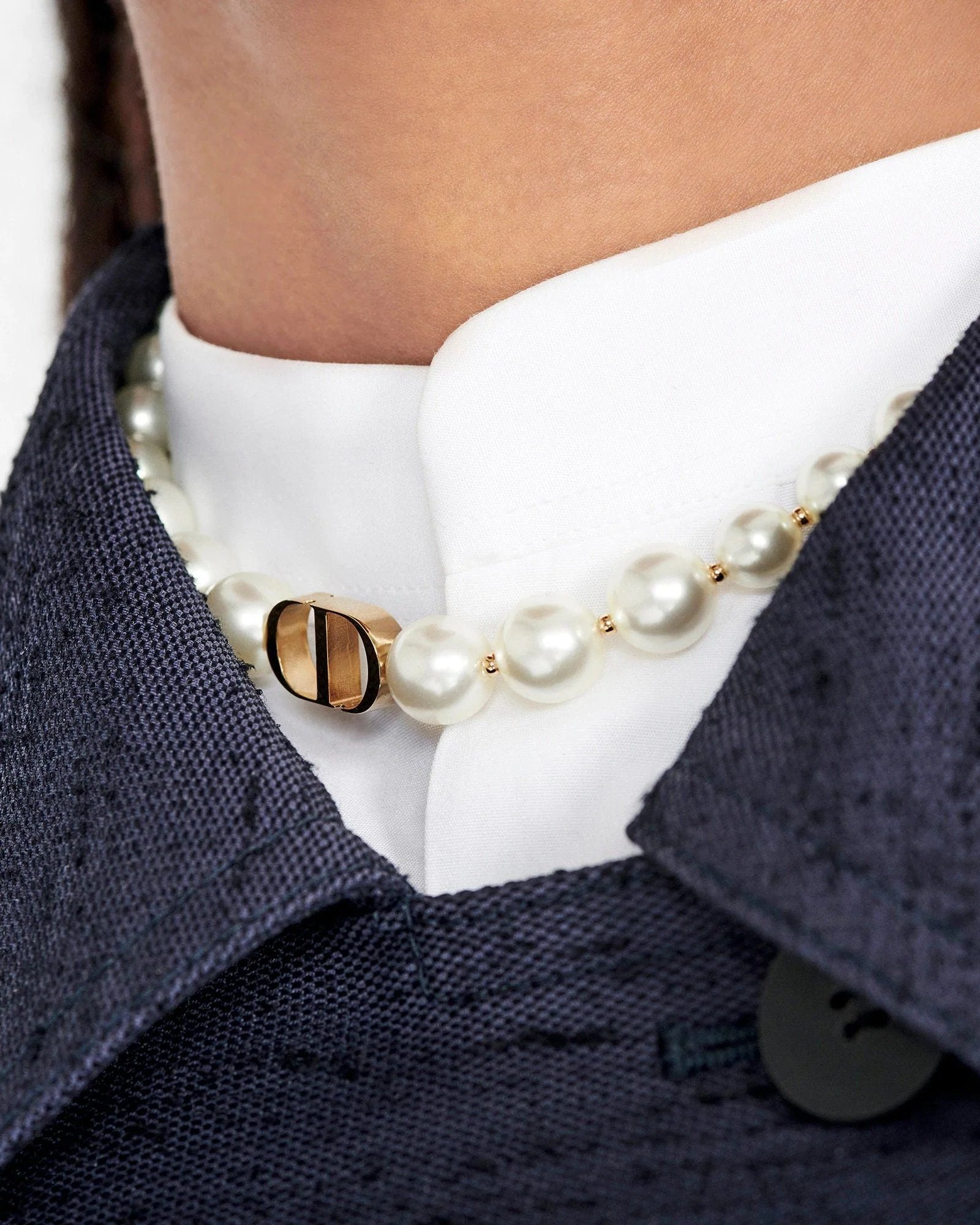 Alternative view of Dior 30 Montaigne Choker Gold-Finish Metal and White Resin Pearls