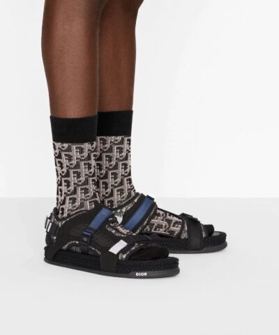 Dior Atlas Mens Sandal Black Jacquard And Black Suede 20256179 1