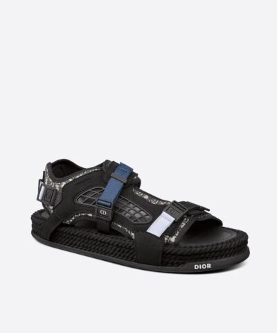 Dior Atlas Mens Sandal Black Jacquard And Black Suede 20256179 2