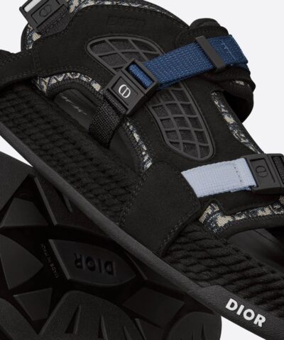 Dior Atlas Mens Sandal Black Jacquard And Black Suede 20256179 4
