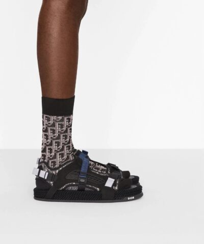 Dior Atlas Mens Sandal Black Jacquard And Black Suede 20256179 5