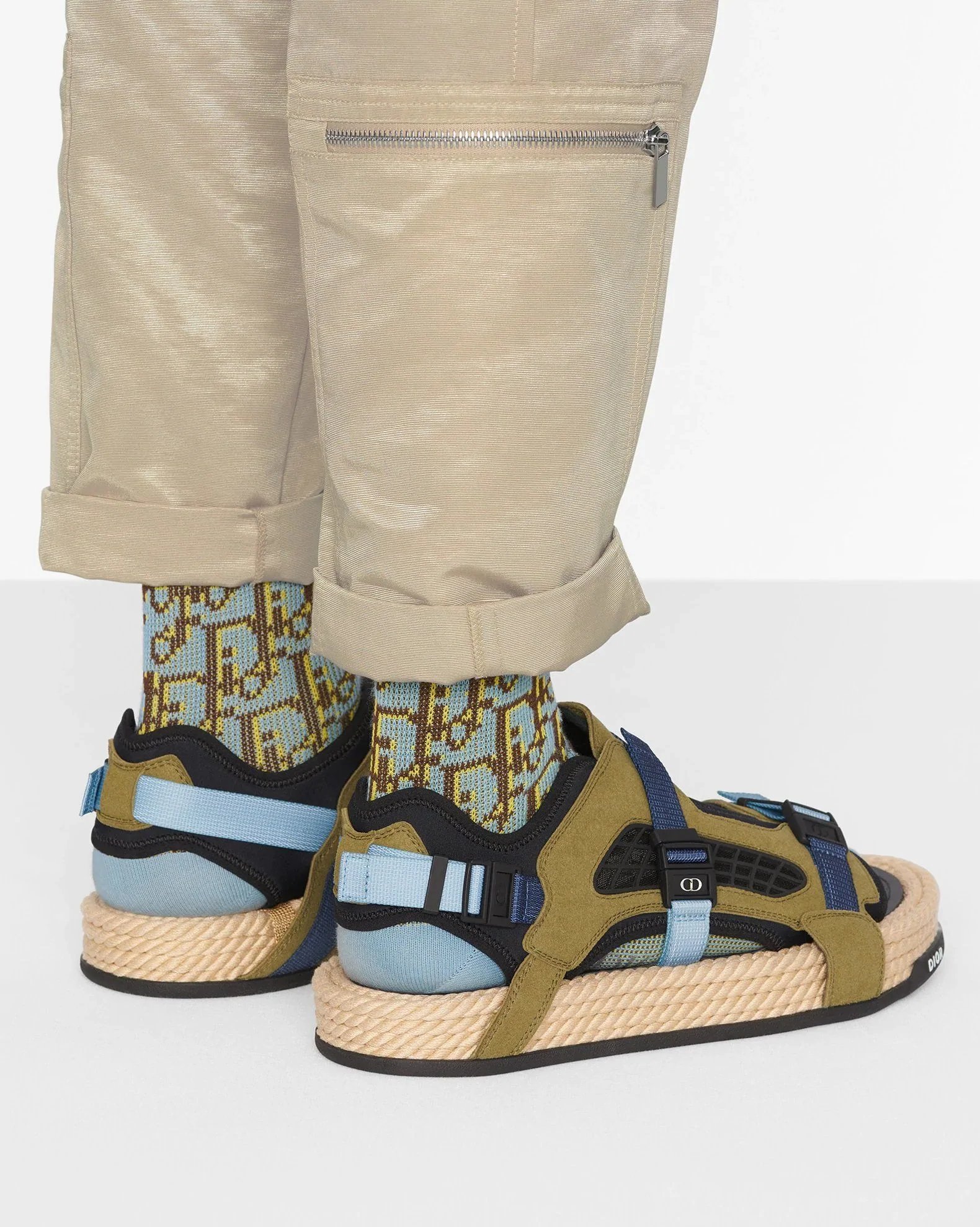 Alternative view of Dior Atlas Men's Sandal Black Neoprene And Khaki Suede