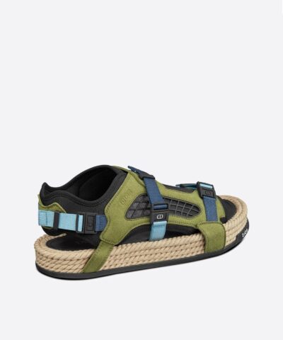 Dior Atlas Mens Sandal Black Neoprene And Khaki Suede 20256192 3