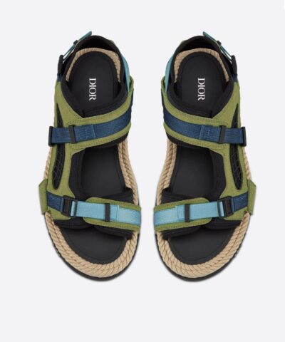 Dior Atlas Mens Sandal Black Neoprene And Khaki Suede 20256192 6