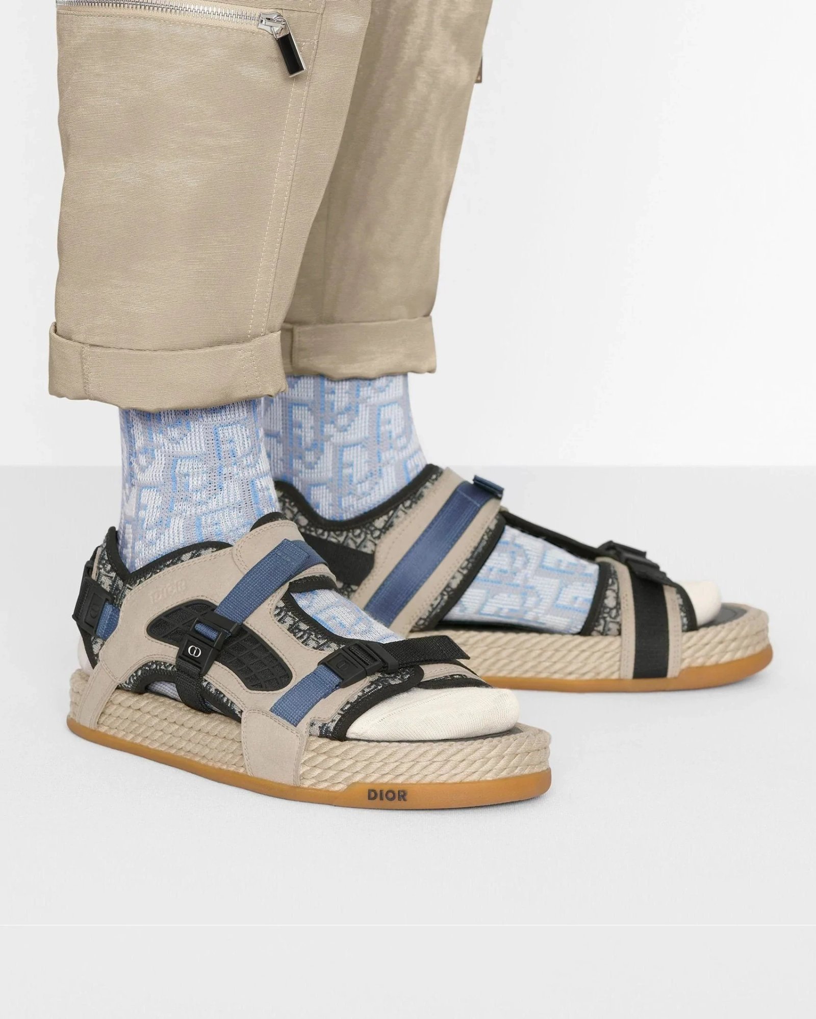 Alternative view of Dior Atlas Men's Sandal Oblique Jacquard with Beige Suede