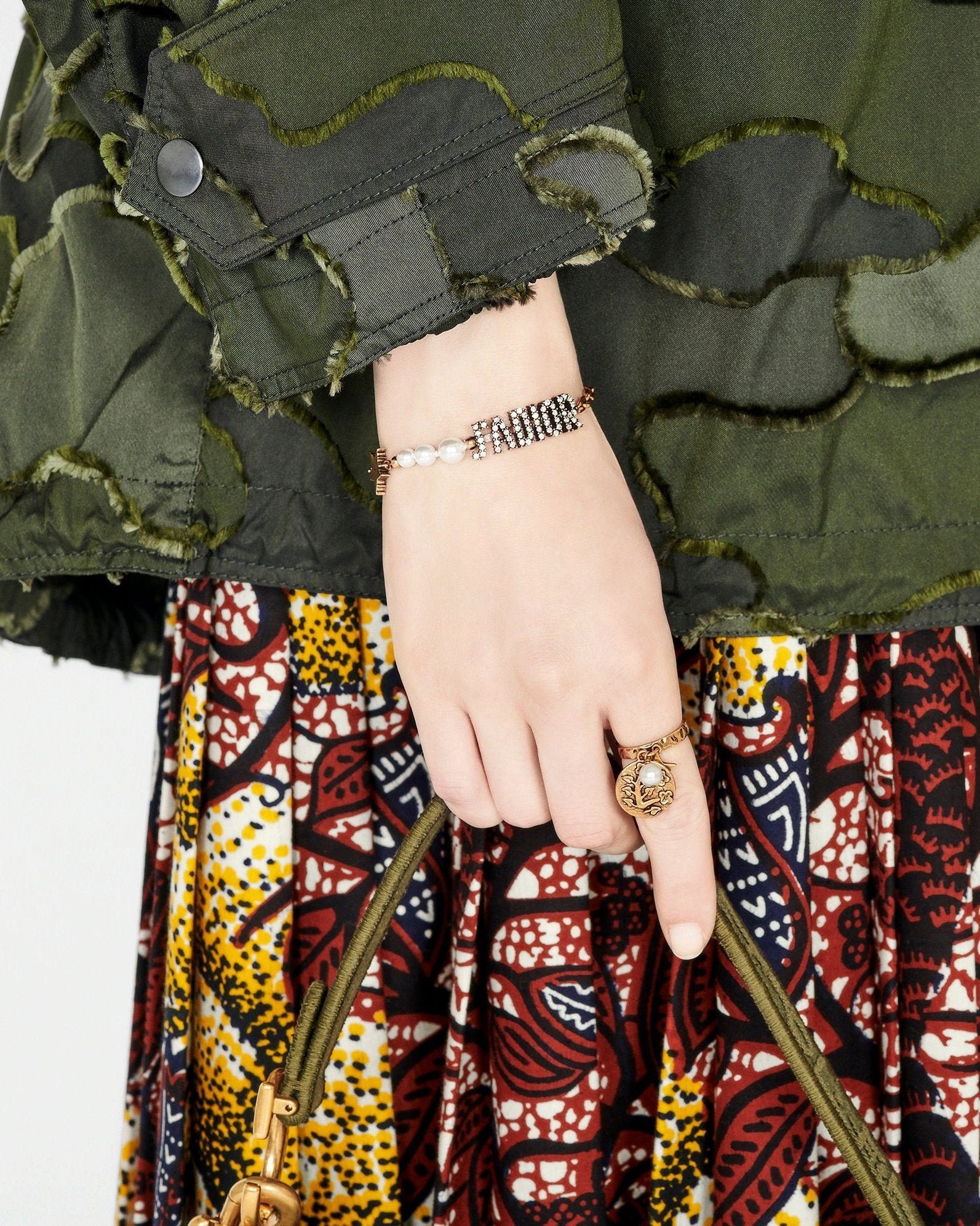 Alternative view of Dior J'Adior Bracelet Antique Gold Metal, White Resin Pearls and Crystals