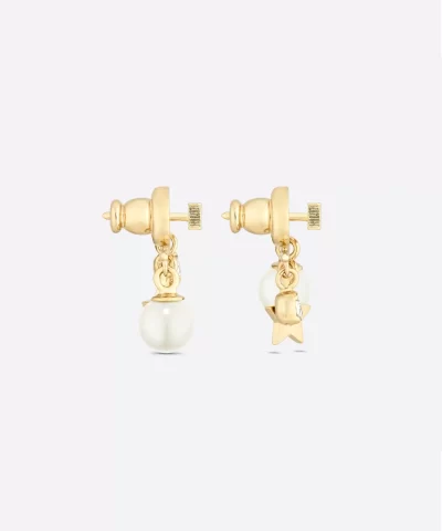 Dior Pearl Crystal Diorevolution Earrings Aged Gold 20257635 3