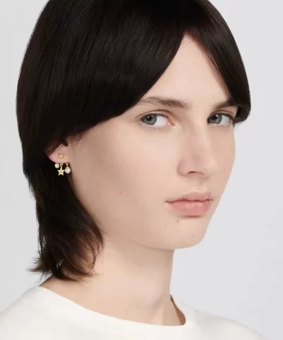 Dior Pearl Crystal Diorevolution Earrings Aged Gold 20257635 4