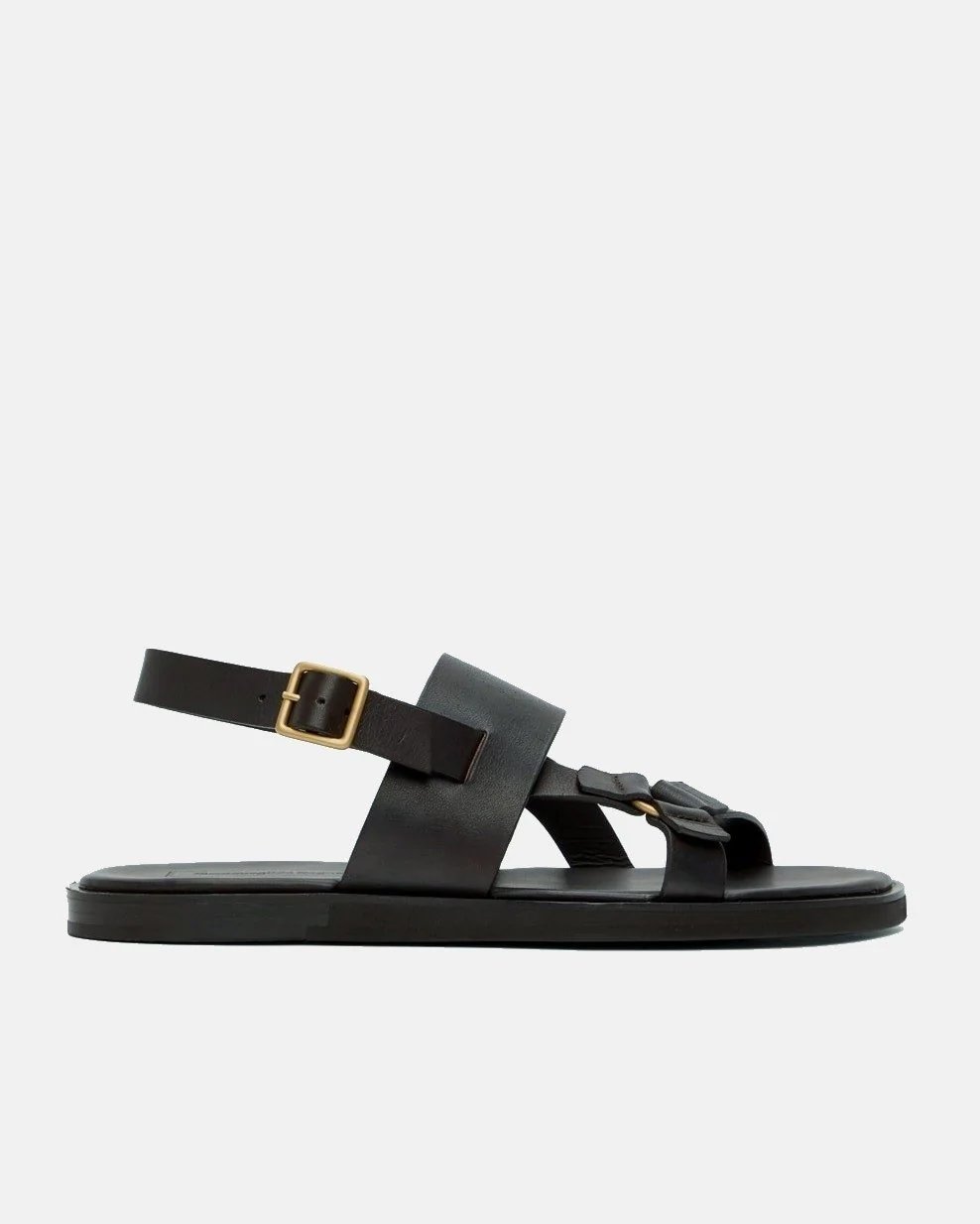 Ermenegildo Zegna Men's Black Calfskin Sandals-20254451