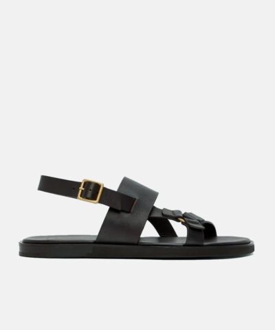 Ermenegildo Zegna Men's Black Calfskin Sandals-20254454