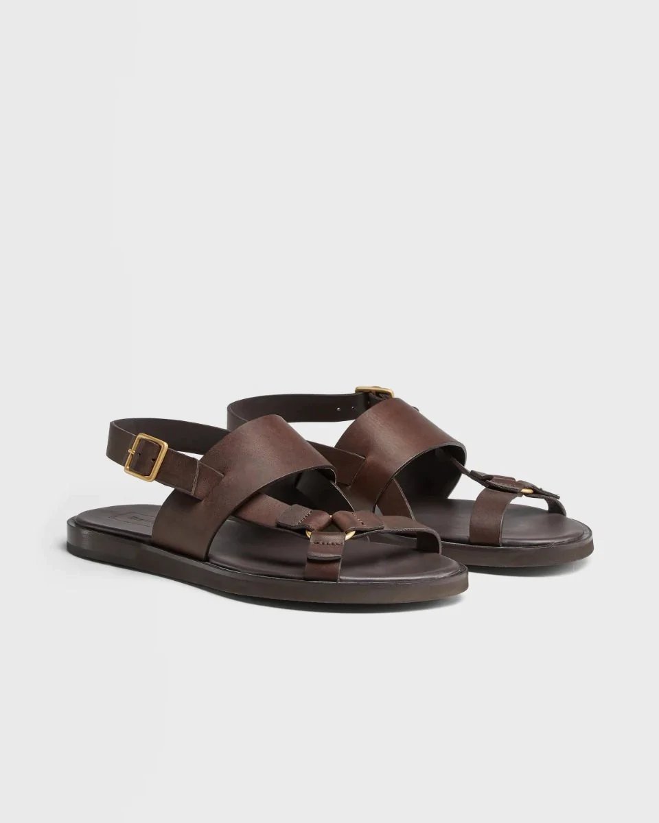 Alternative view of Ermenegildo Zegna Men's Brown Calfskin Sandals