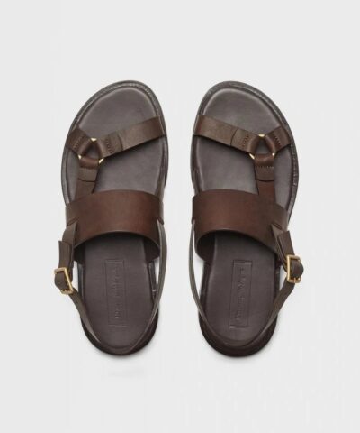 Ermenegildo Zegna Mens Brown Calfskin Sandals 20254461 2