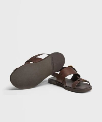Ermenegildo Zegna Mens Brown Calfskin Sandals 20254461 3