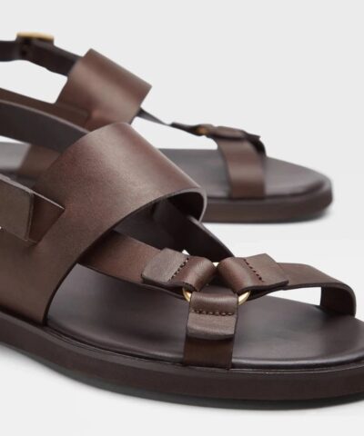 Ermenegildo Zegna Mens Brown Calfskin Sandals 20254461 4