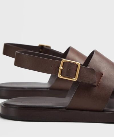 Ermenegildo Zegna Mens Brown Calfskin Sandals 20254461 5