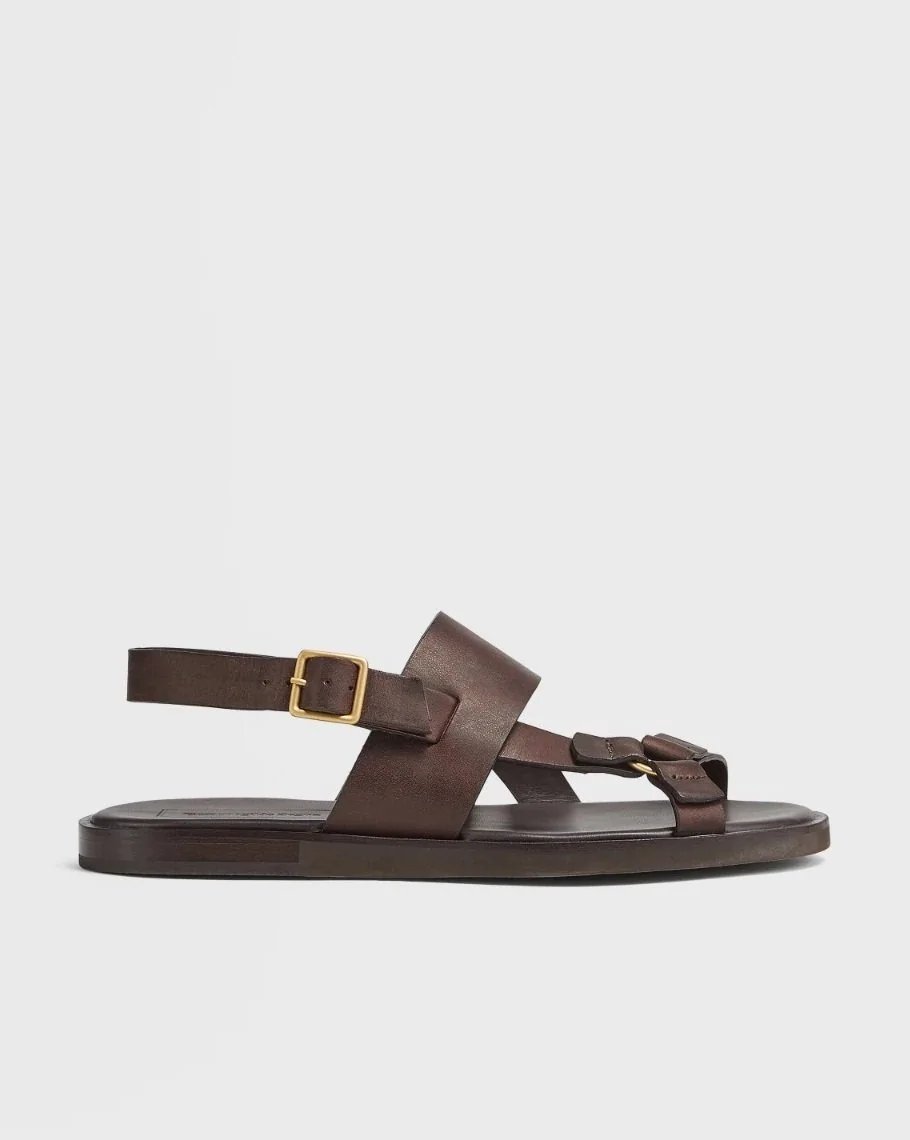 Ermenegildo Zegna Men's Brown Calfskin Sandals-20254461